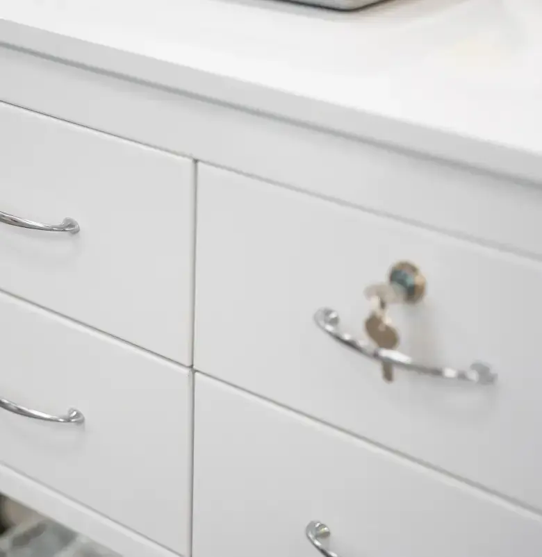 A locked cabinet drawer.